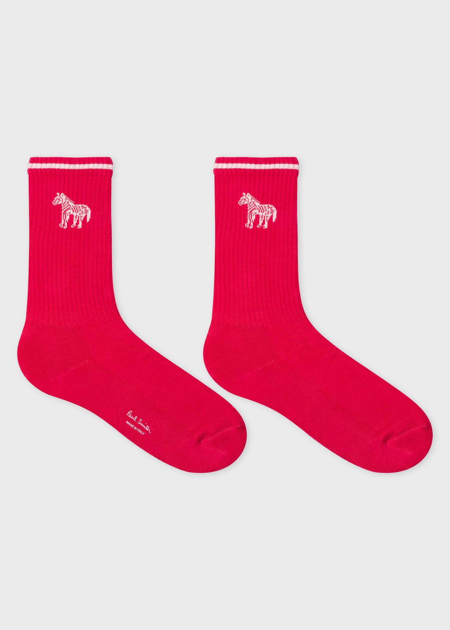 Bright Pink Zebra Logo Ribbed Socks - 2