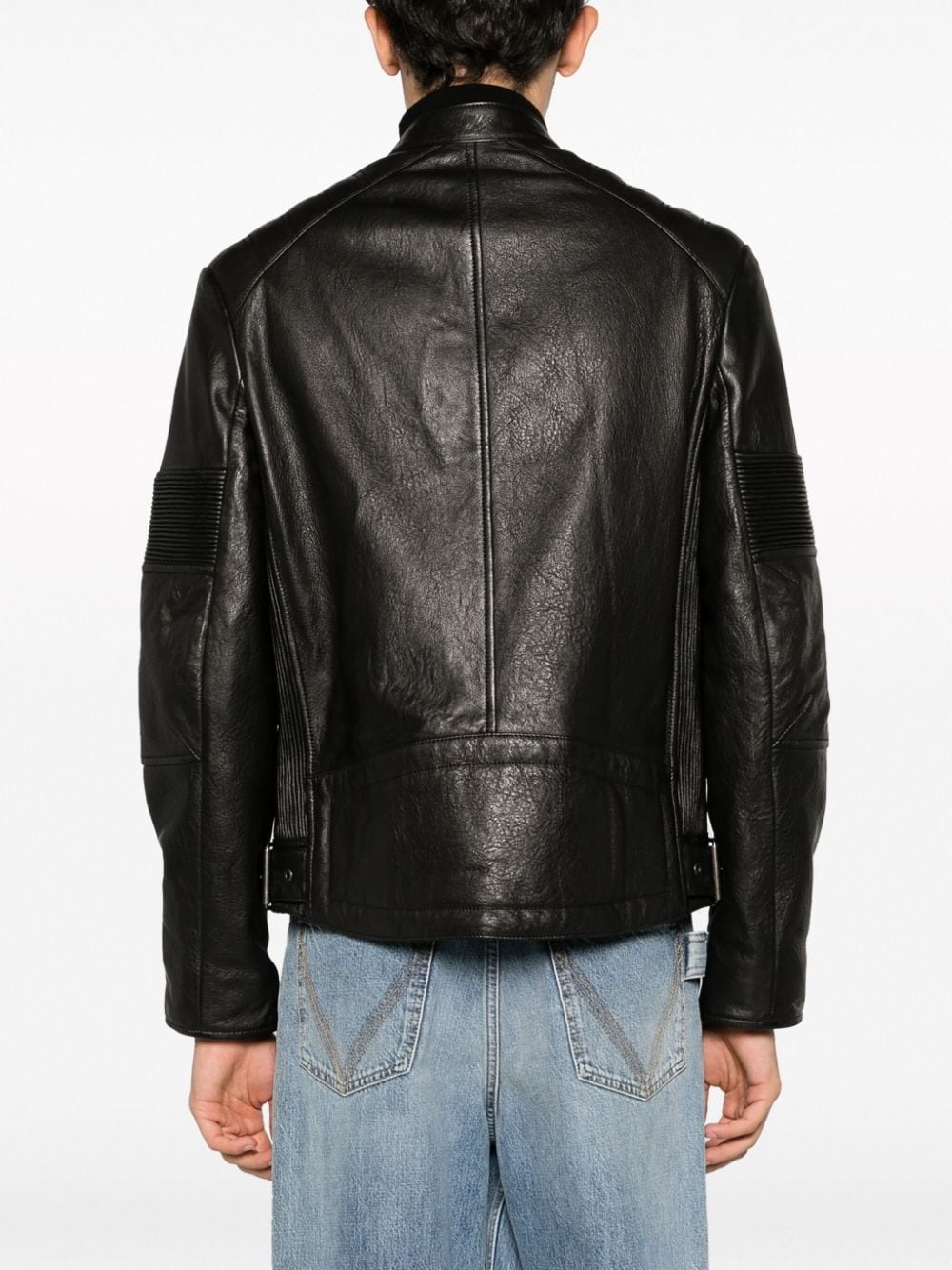 Lean zip-up leather biker jacket - 5