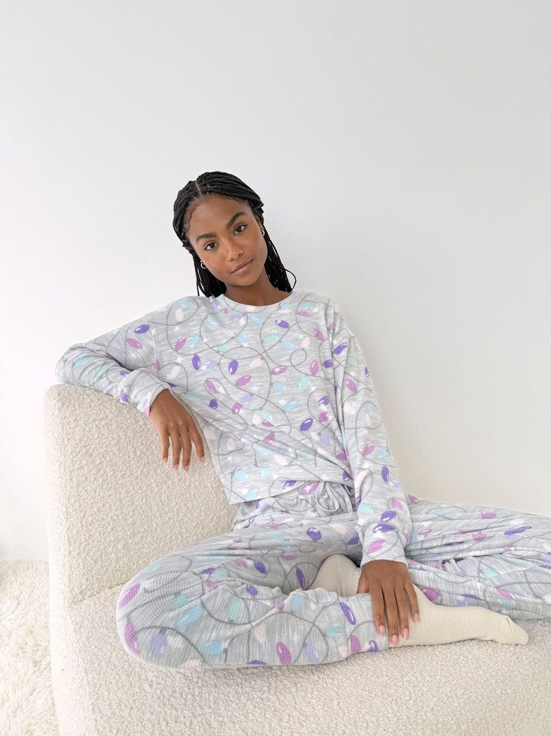 Splendid Holiday Lights Marna Waffle PJ Set outlook