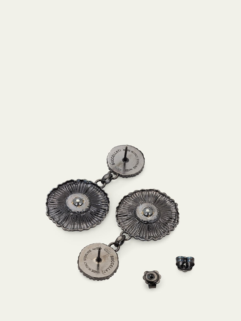 Buccellati Blossoms Daisy Burnished Sterling Silver and 18K Yellow Gold Diamond Pendant Earrings outlook