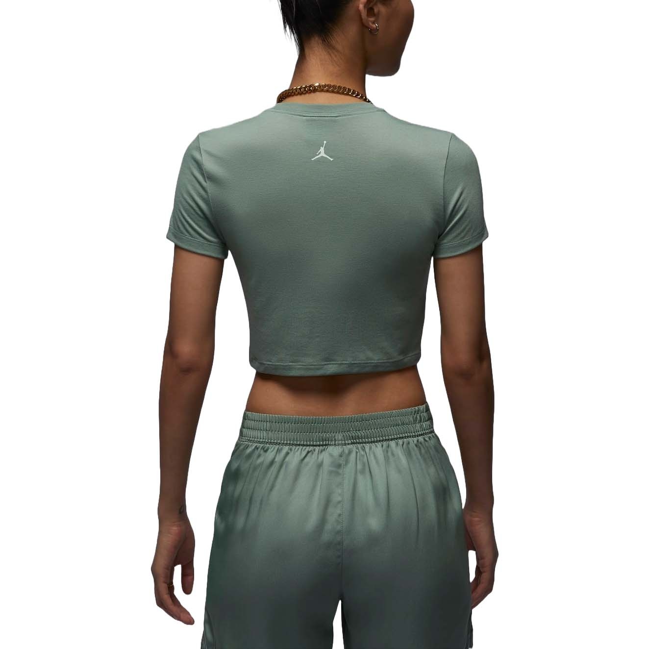 (WMNS) Air Jordan Graphic Slim Fit Crop T-shirt Asia Sizing 'Light Green' FN5721-304 - 2