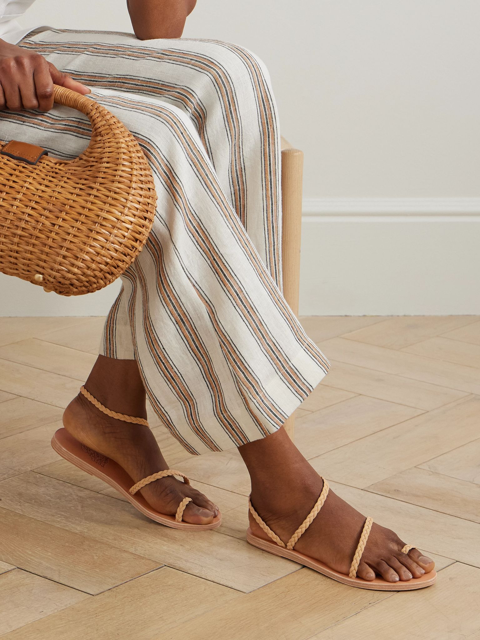 Eleftheria braided leather sandals Neutral - 2