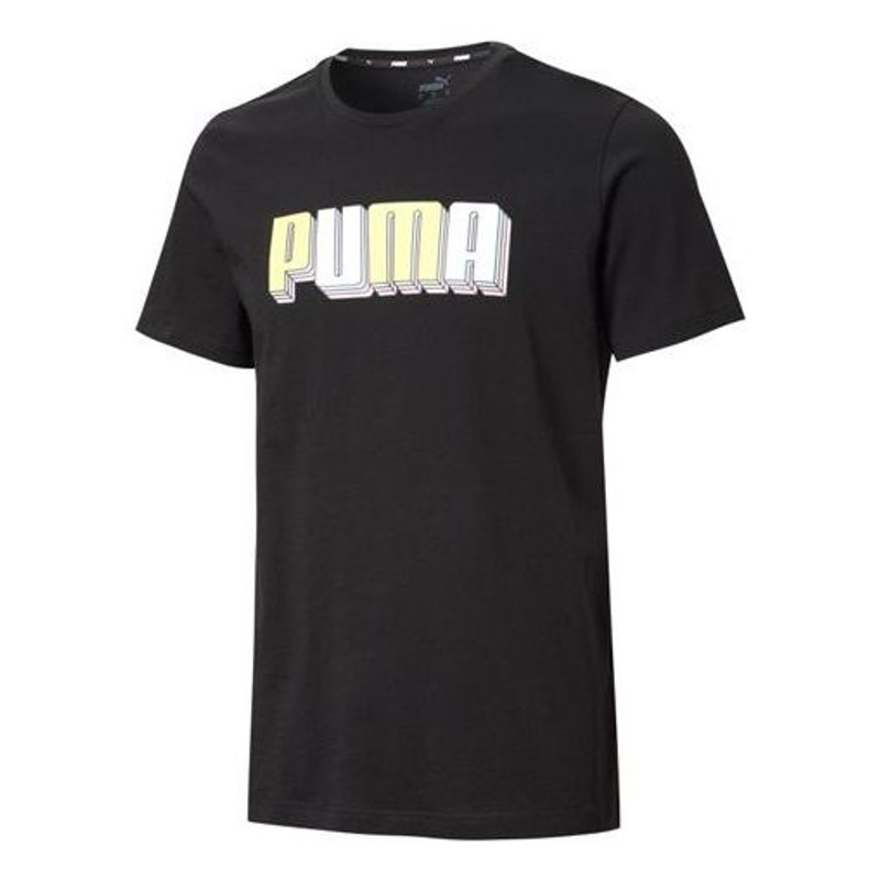PUMA Celebration Graphic Alphabet Printing Short Sleeve Black 586040-01 - 1