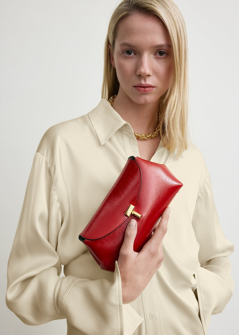 Mini T-lock naplack clutch red 3