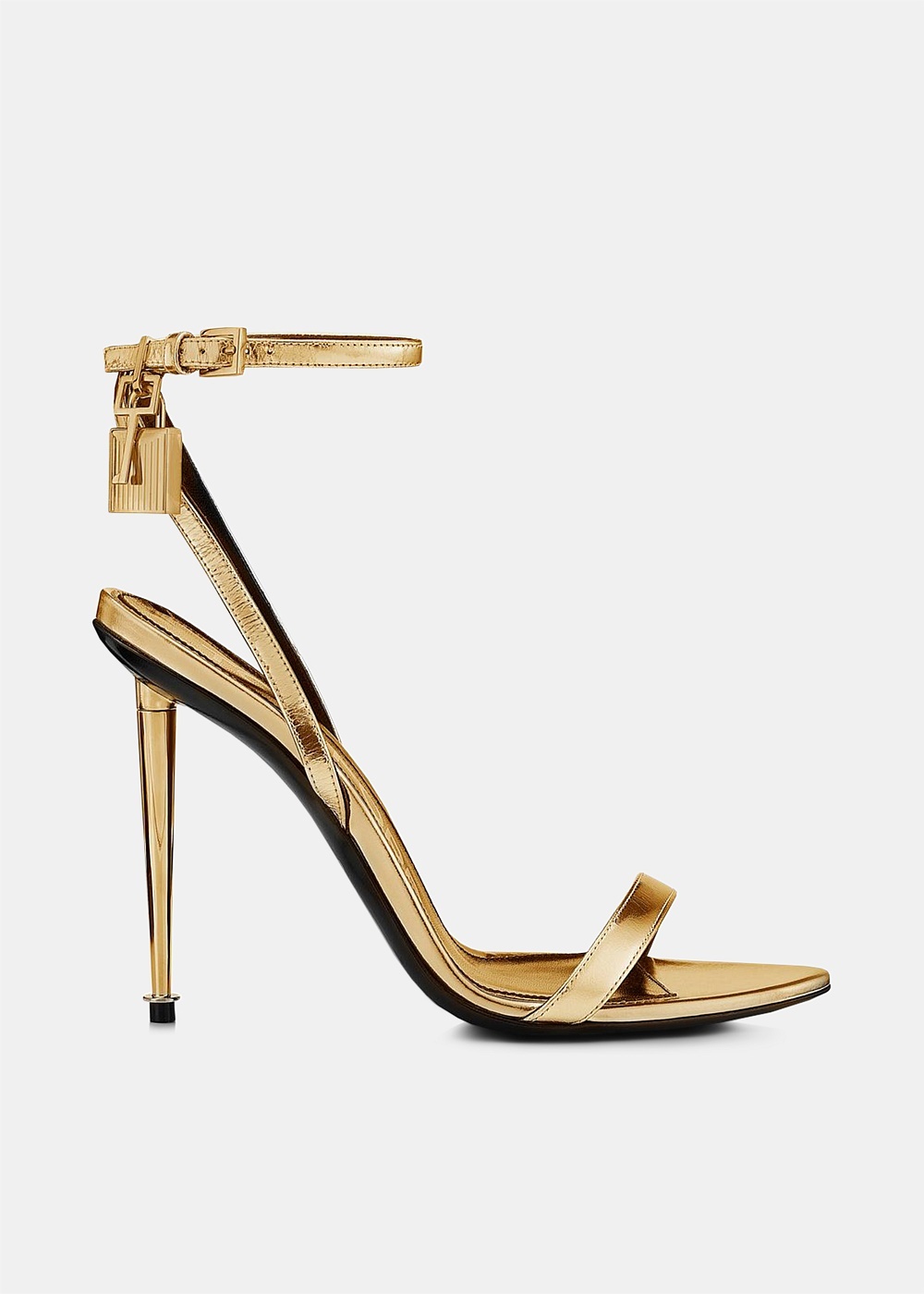 Laminated Nappa Padlock Pointy Naked Sandal - 1