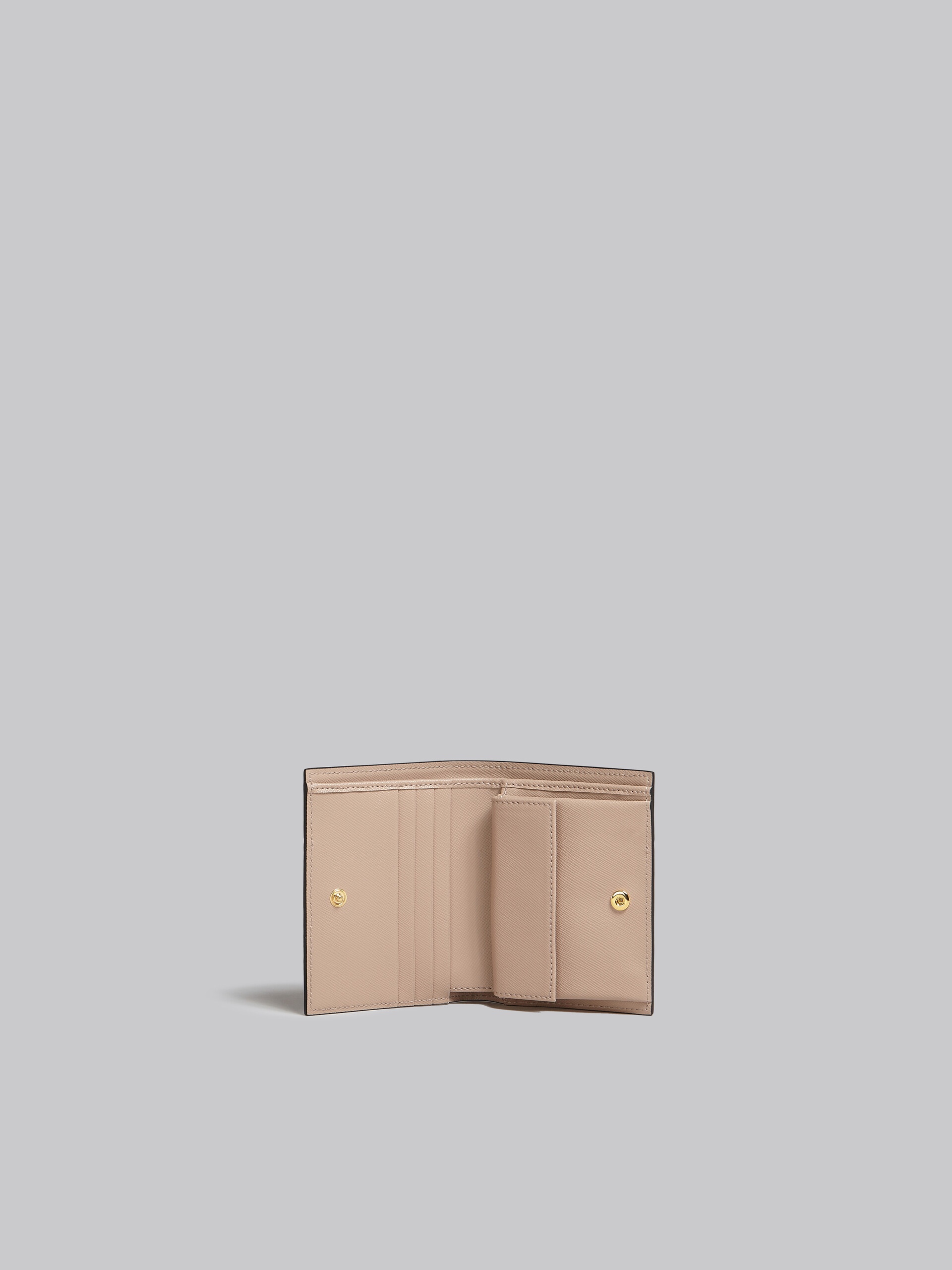 PINK, WHITE AND BEIGE SAFFIANO LEATHER BI-FOLD WALLET - 2
