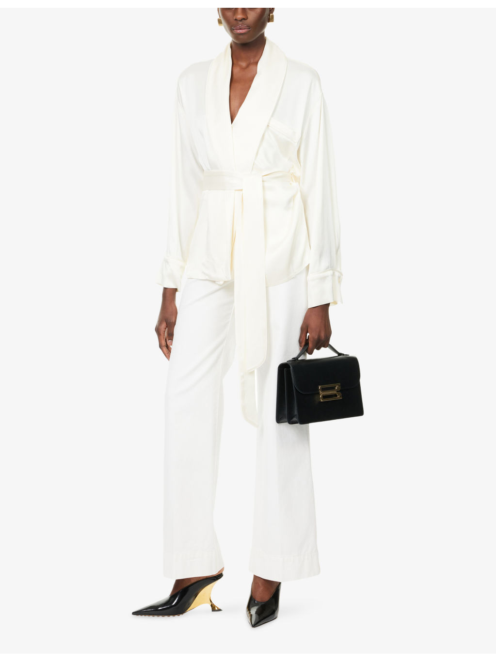 Wrap Belted Woven Blouse - 2
