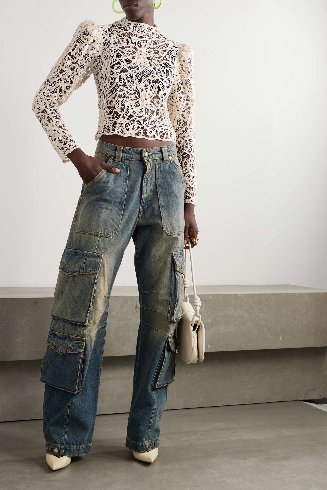 Tシャツ・カットソー ISABEL MARANT NELINE LACE CROPPED TOP Isabel Marant NELINE COTTON TOP | REVERSIBLE