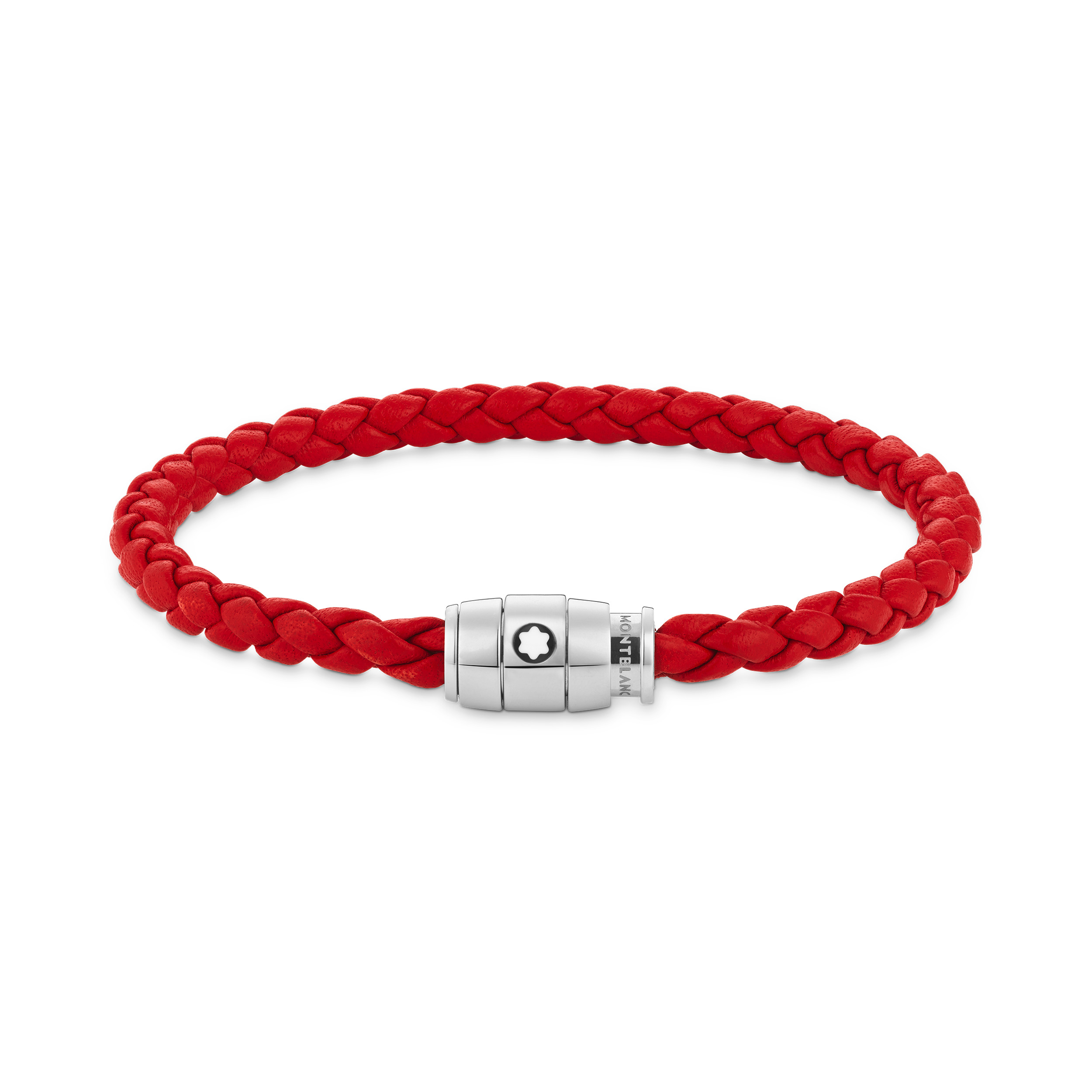 BRACELET STEEL 3 RINGS CLOSING AND RED LEATHER - 2