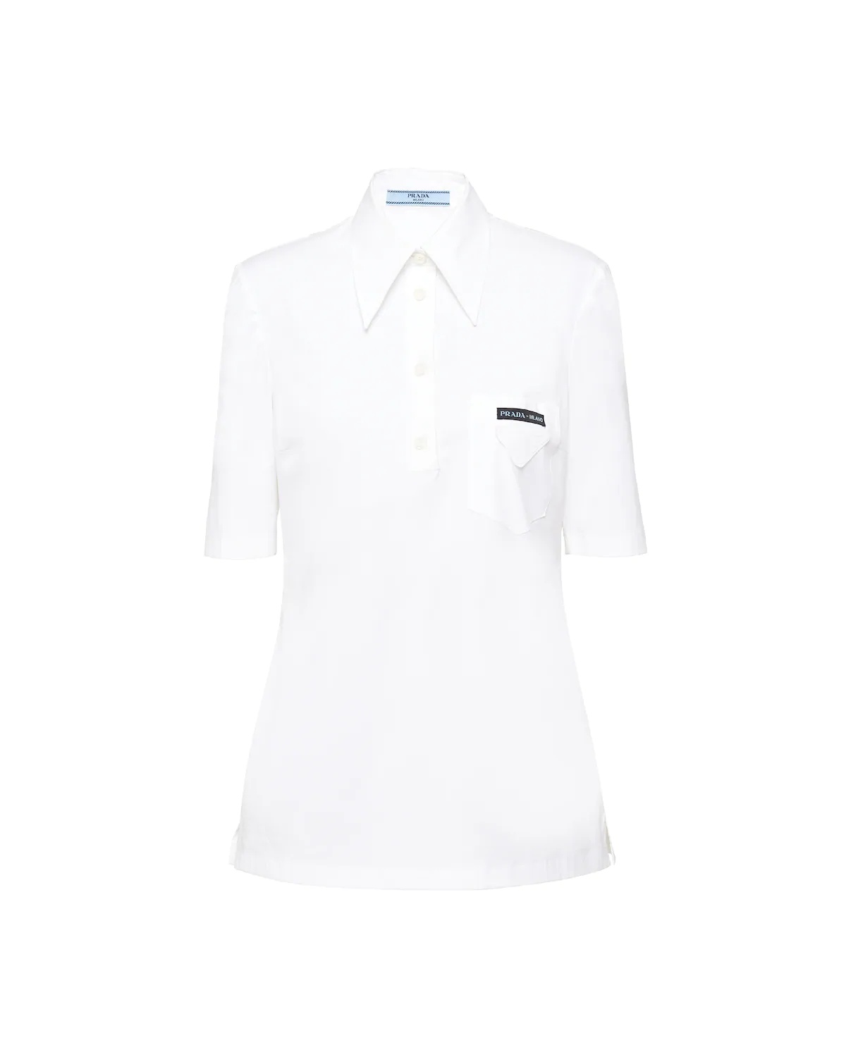 Stretch cotton poplin polo shirt - 1