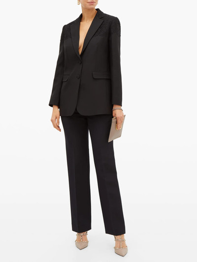 Valentino Single-breasted lace-trimmed wool-blend blazer outlook