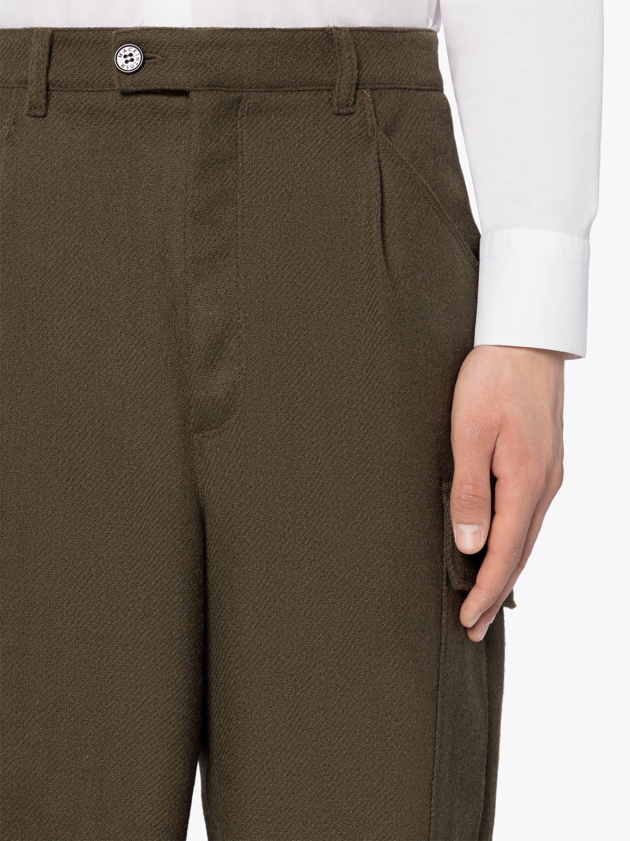 KHAKI WOOL CARGO TROUSERS - 5