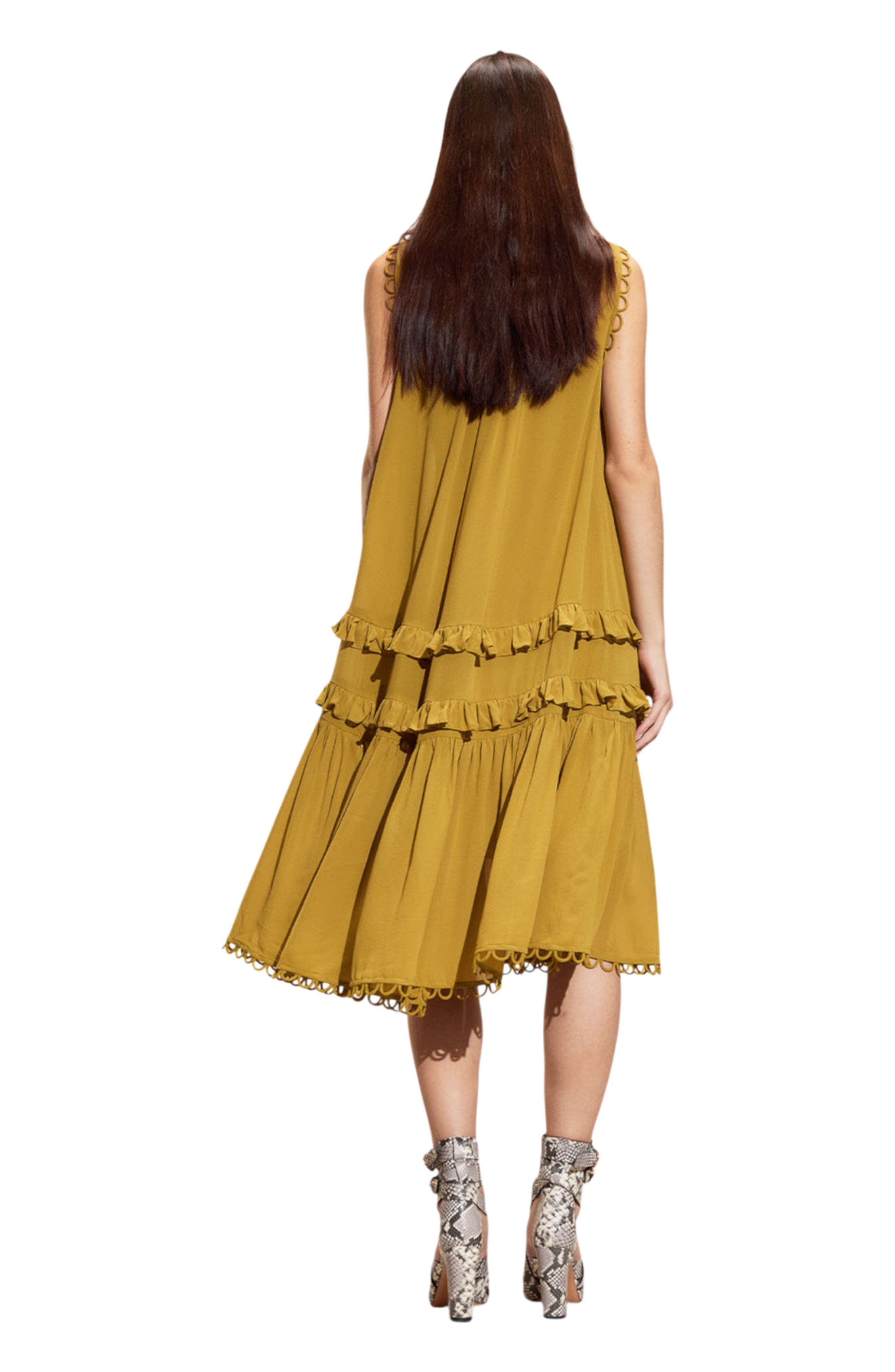 Cynthia Rowley Annabelle Sleeveless Midi Dress in Golden Yellow at Nordstrom - 3