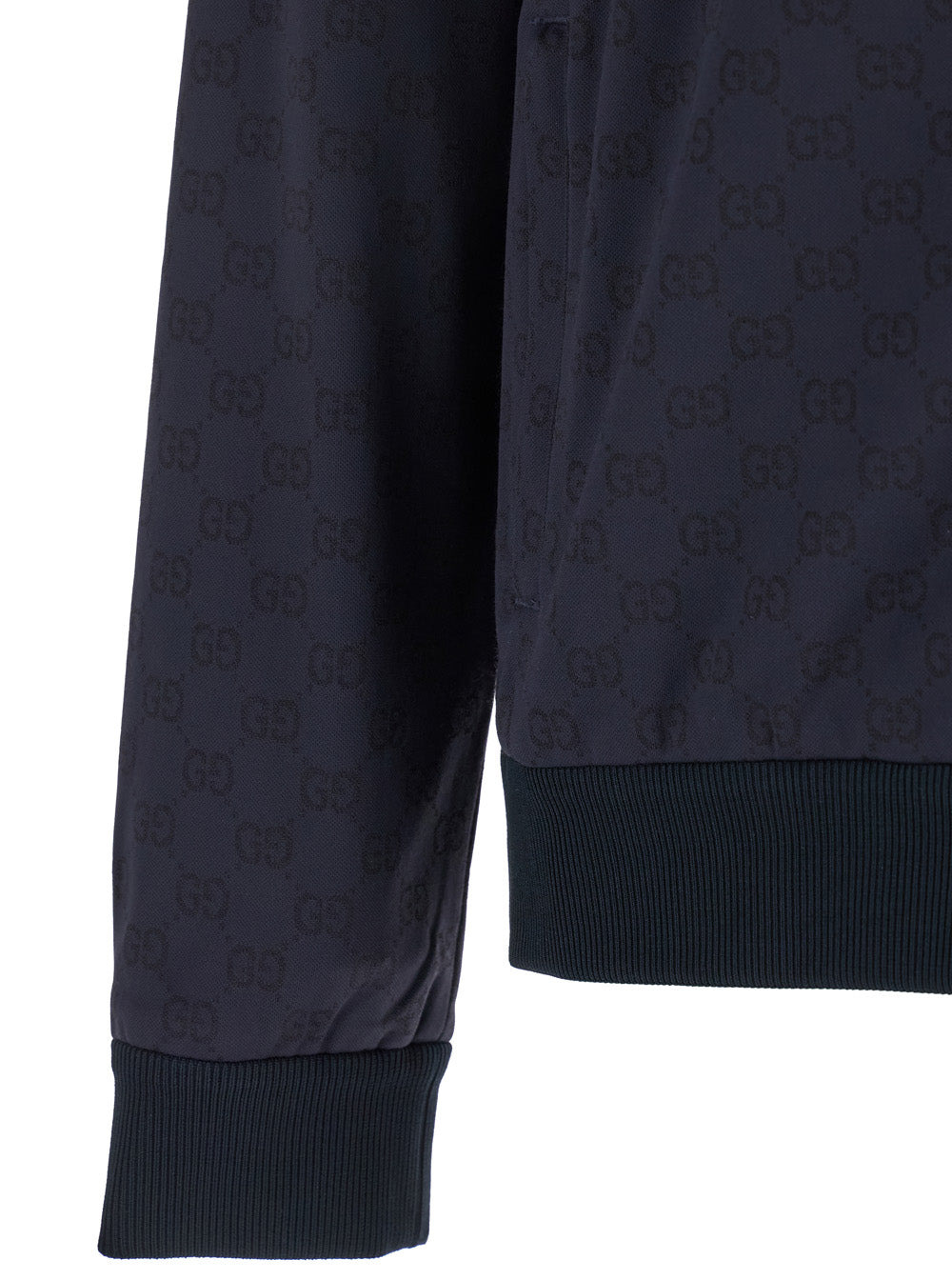 Gucci Men Blue Sweatshirt With High Neck And Front Zip Closure In Gg Canvas Man - 3