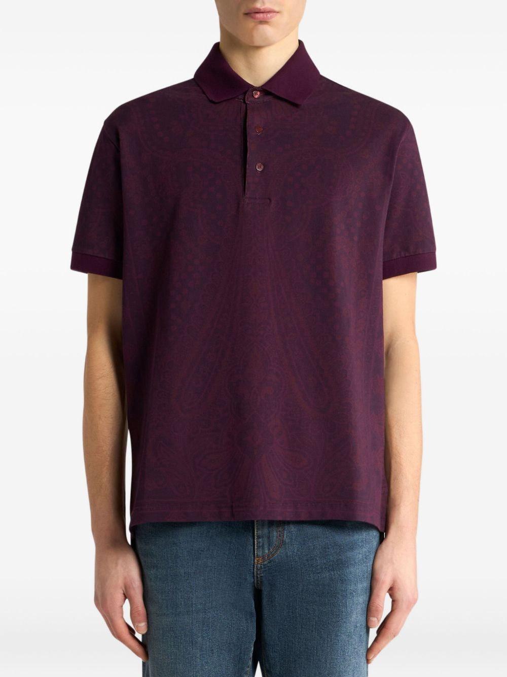 paisley-cotton polo shirt - 2
