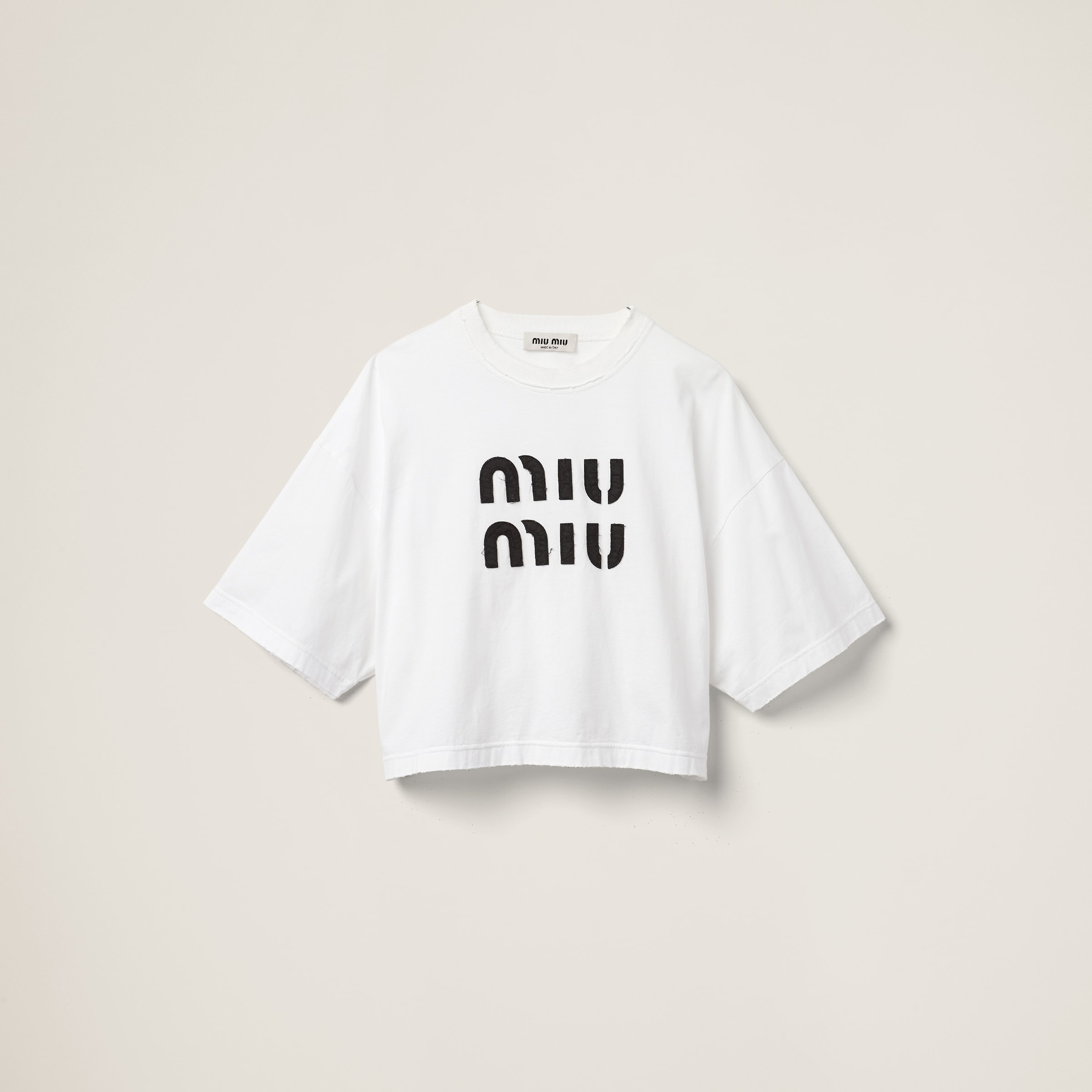 Tシャツ・カットソー MiuMiu | Embroidered cotton T-shirt MJN381_270_F0009 Tシャツ・カットソー MiuMiu | Embroidered cotton T-shirt
