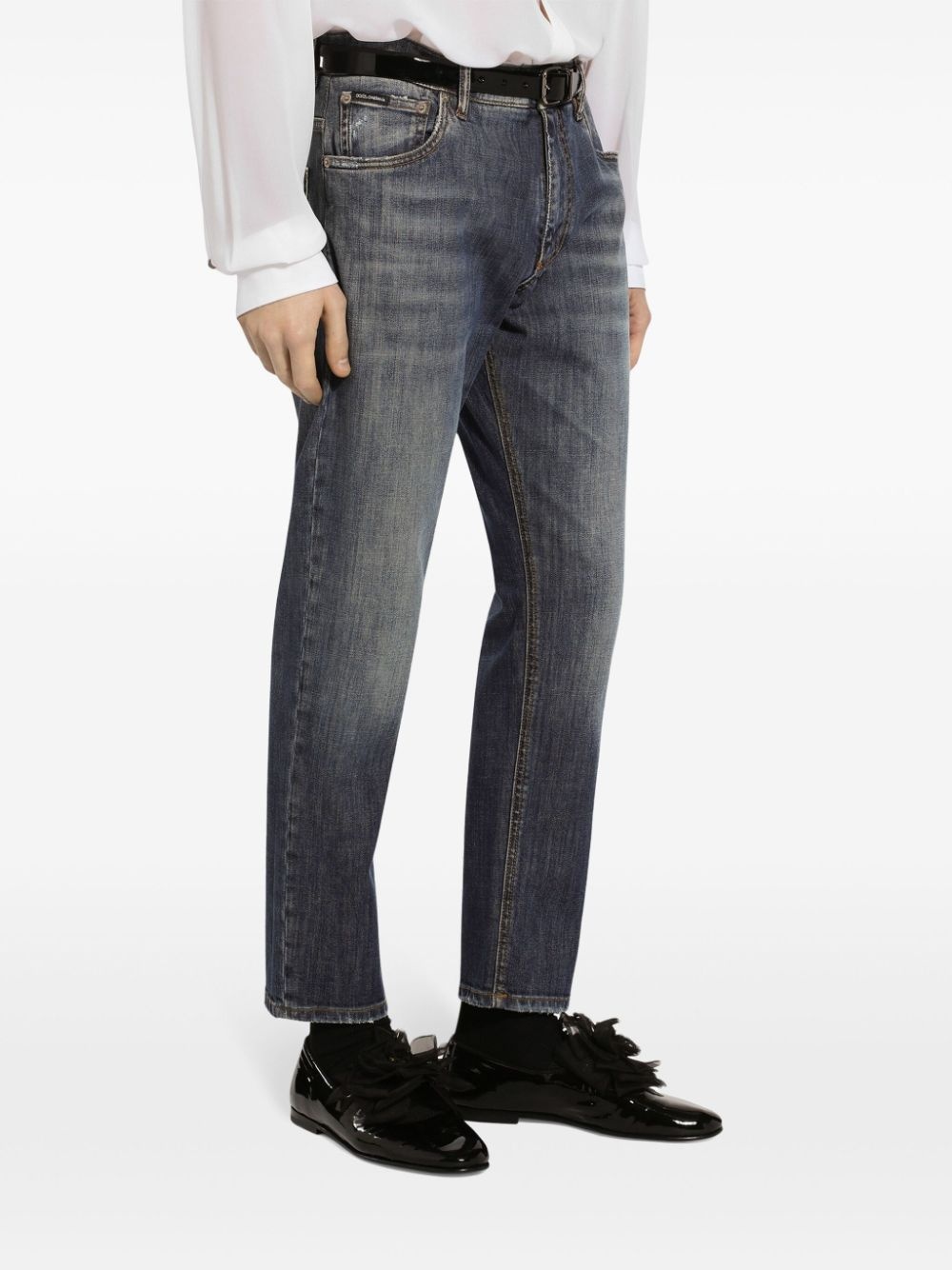 washed tapered jeans - 5