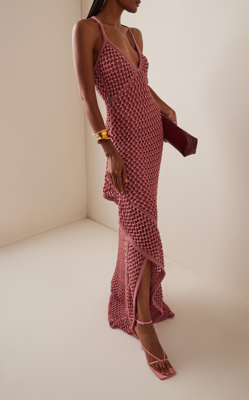 diotima Riki Cotton-Blend Crochet Maxi Dress pink outlook