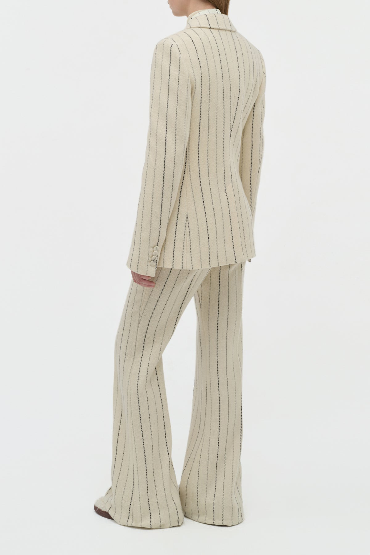 Leiva Blazer in Ivory Multi Pinstripe Wool Cashmere - 4