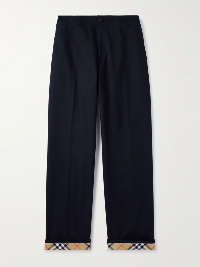 Straight-Leg Cotton-Twill Trousers Navy 1