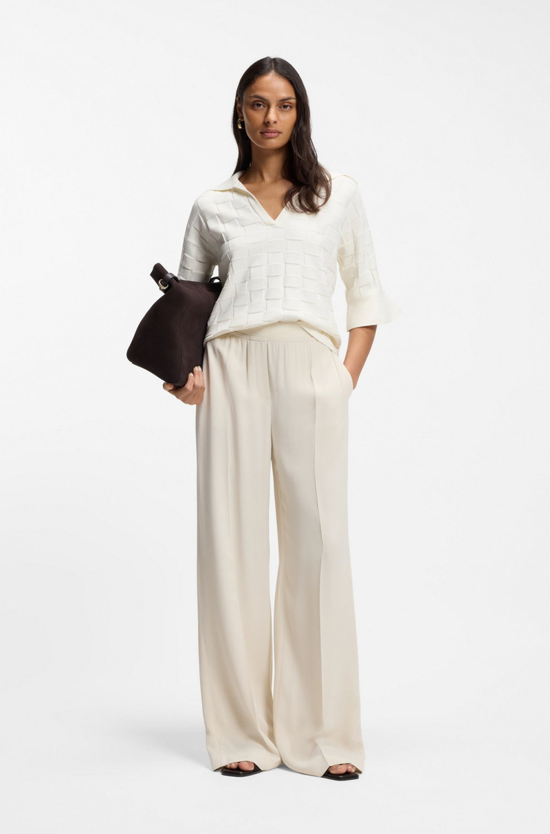 BOSS CHECK-TEXTURE SWEATER WITH JOHNNY COLLAR outlook