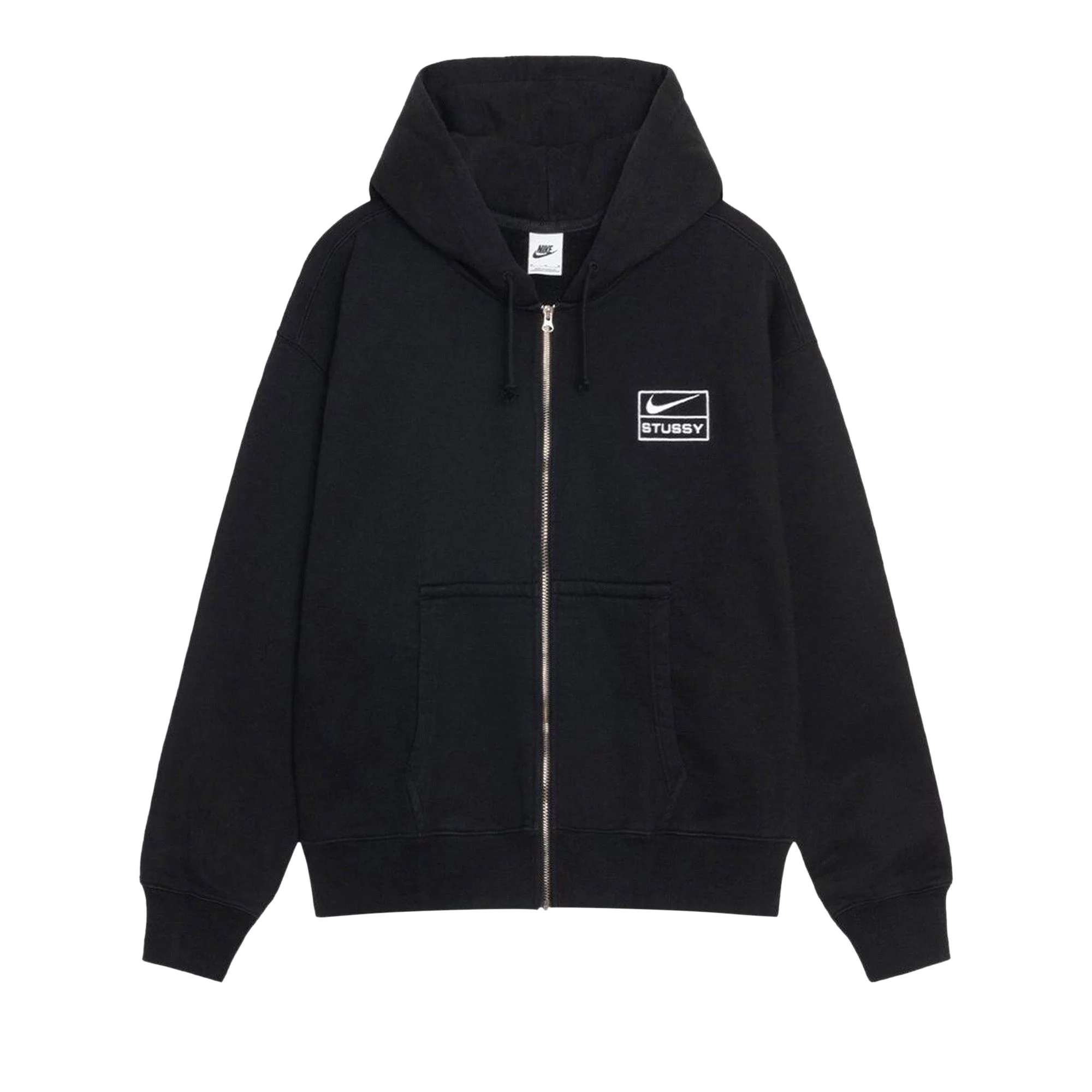 Stussy x Nike Stone Washed Fleece Zip Hoodie 'Black' - 1