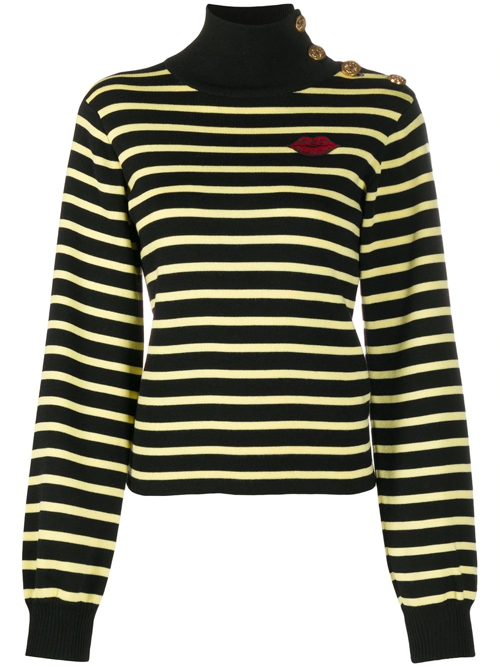 button-embellished striped wool jumper - 1