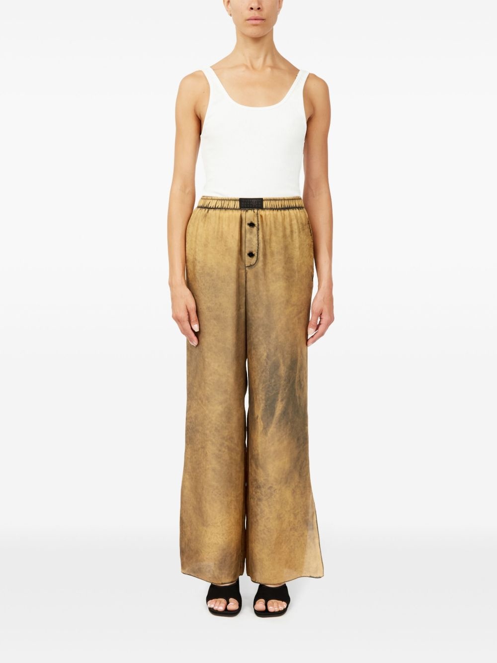 distressed-finish flared trousers - 2