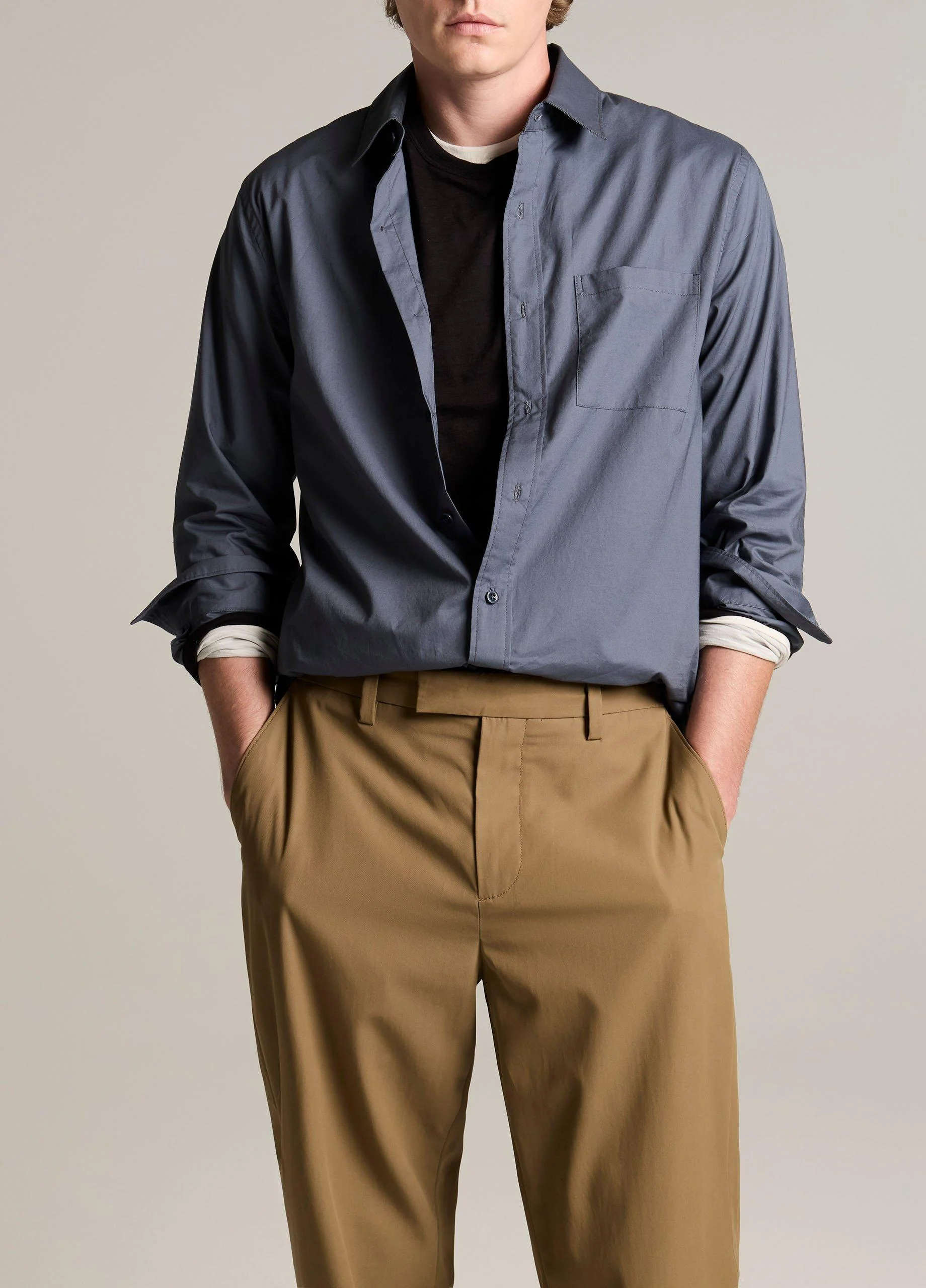 Cotton Poplin Button-Front Shirt - 1