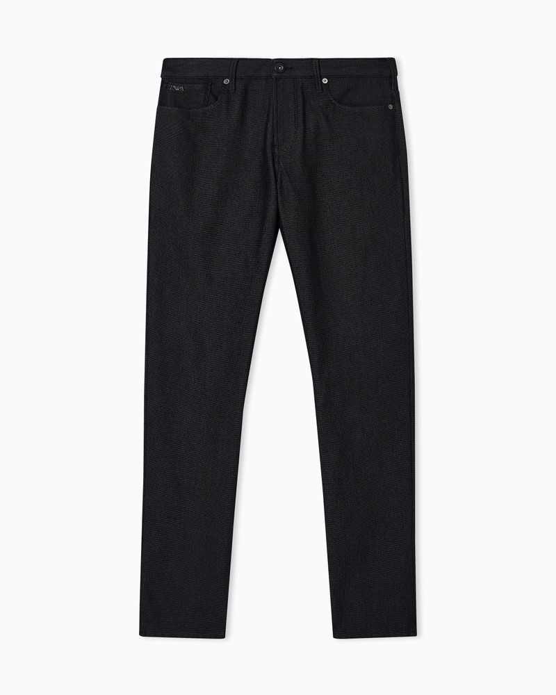 J06 Slim-fit, cotton-blend trousers with micro-armure polka dots 1