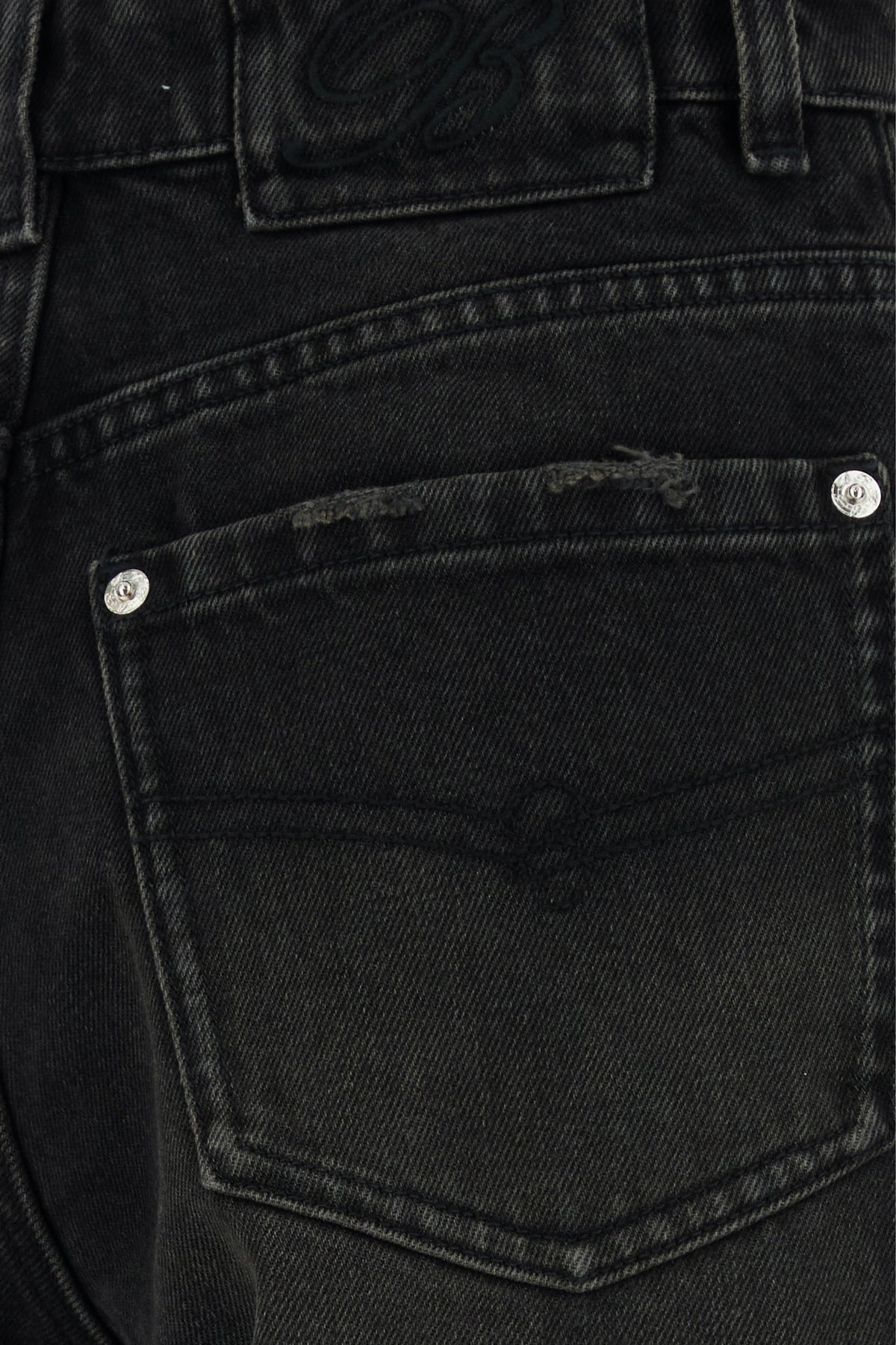 Black denim wide-leg jeans - 3