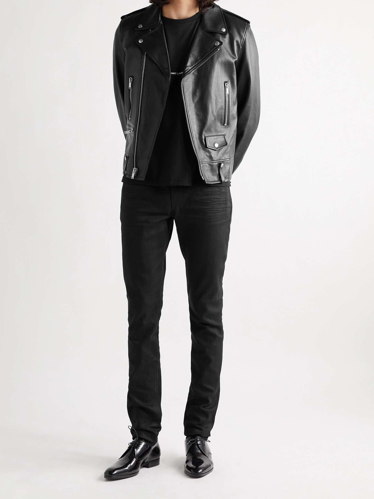 Slim-Fit Leather Biker Jacket - 2
