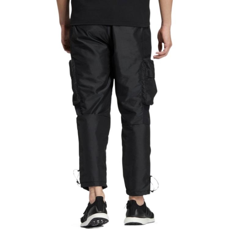 Men's adidas Solid Color Pocket Logo Printing Straight Lacing Sports Pants/Trousers/Joggers Black HT - 4