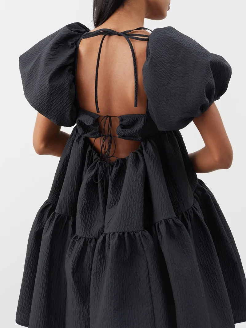 Ronia puff-sleeve Abeto-matelassé dress - 3