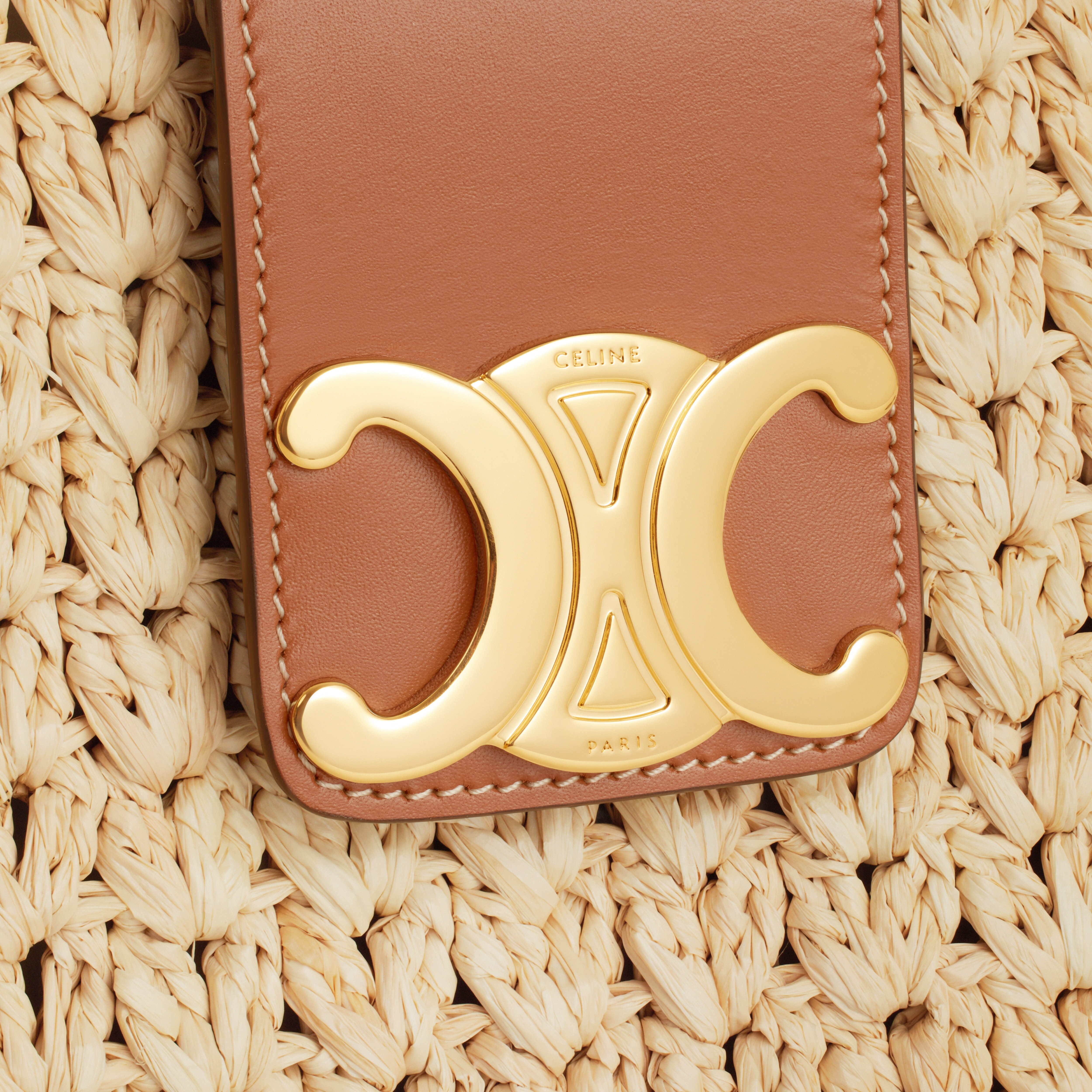 CABAS TRIANGLE  IN RAFFIA AND CALFSKIN - 5