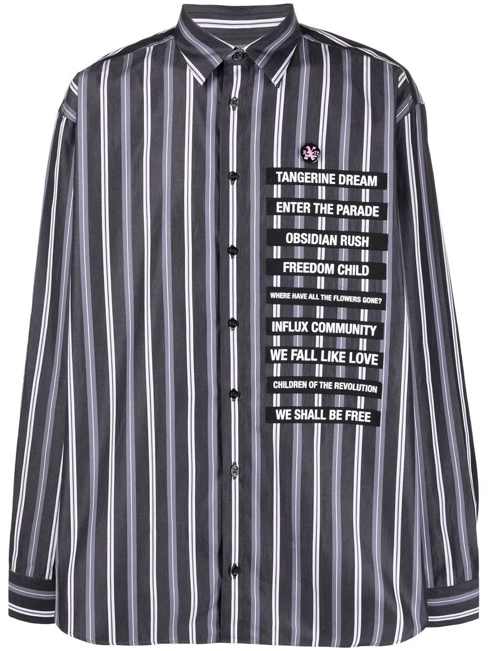 slogan-print striped shirt - 1