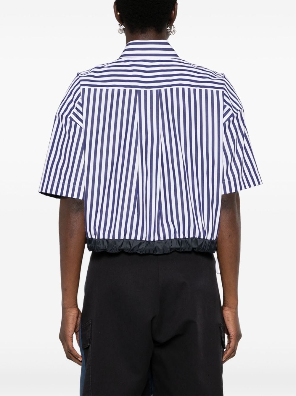 striped cotton cropped blouse - 4