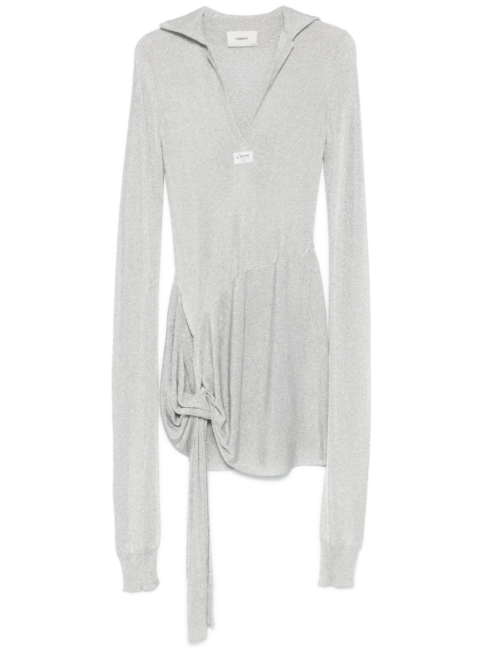knotted long-sleeve mini dress - 1