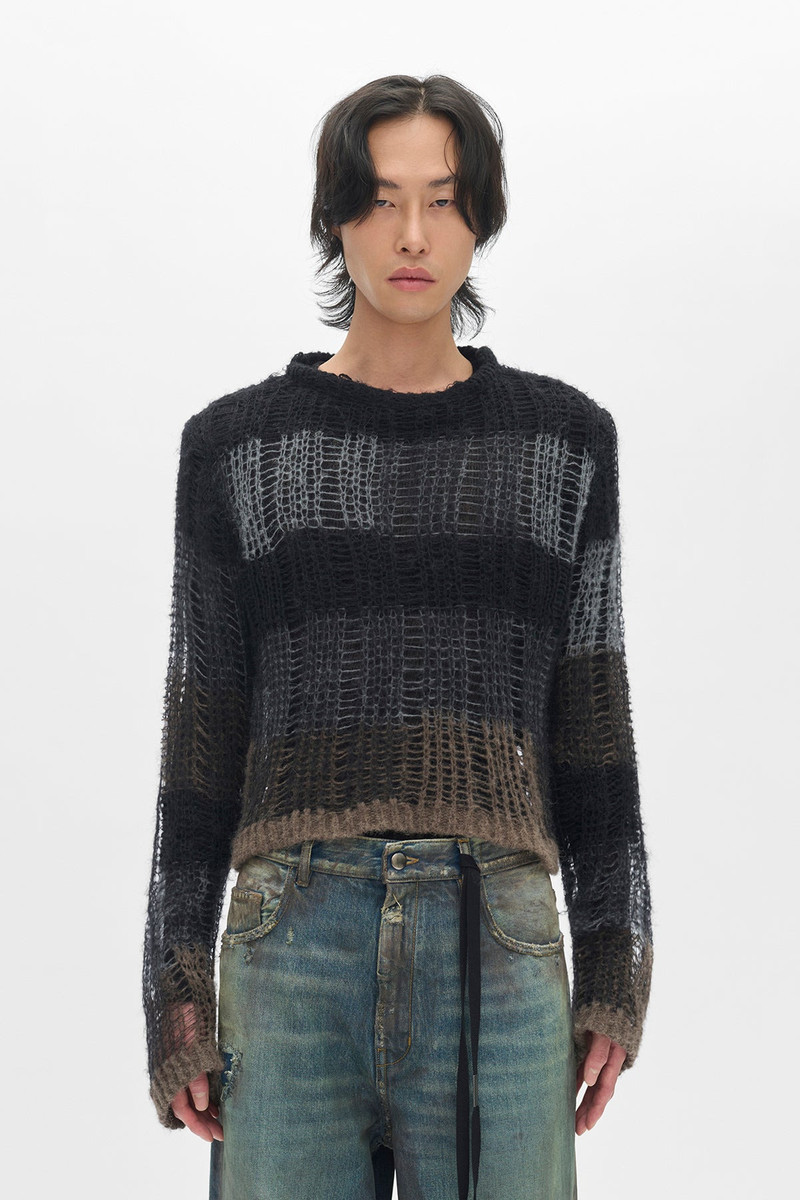 Poliet Striped Laddered Ajour Knit Sweataer 1