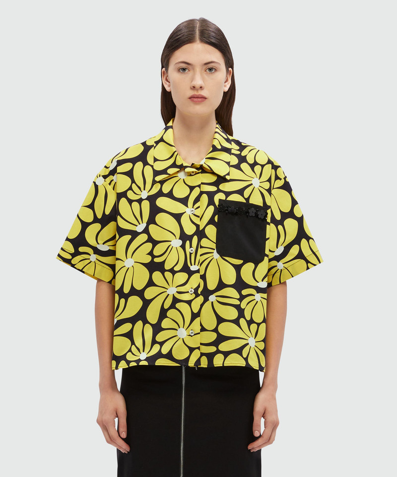 MSGM Black and yellow faille shirt with "Eclectic daisy" print outlook