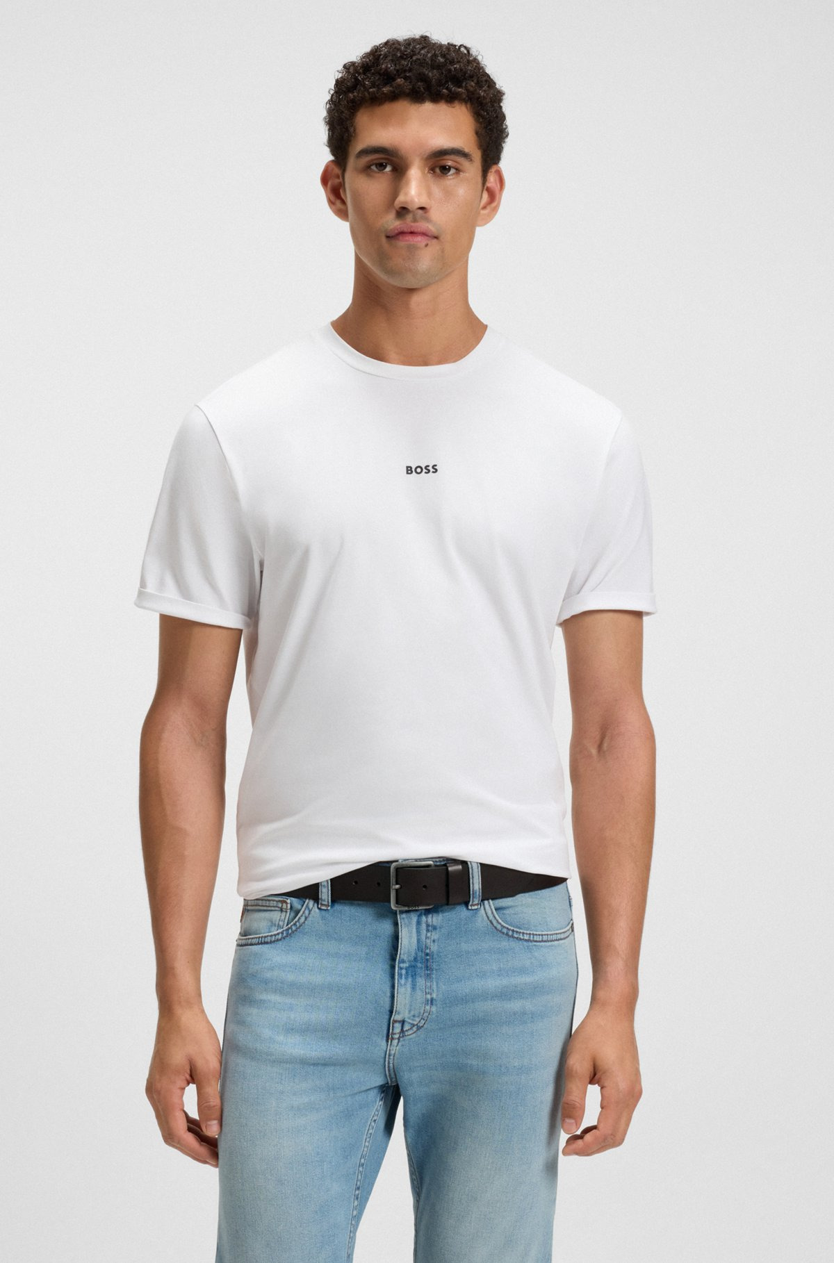 LEATHER BELT WITH LOGO BUCKLE - 2