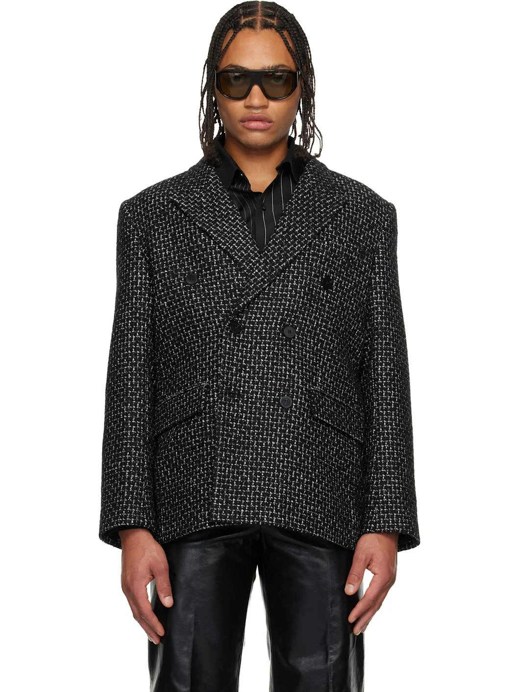 Black Double-Breasted Blazer - 1