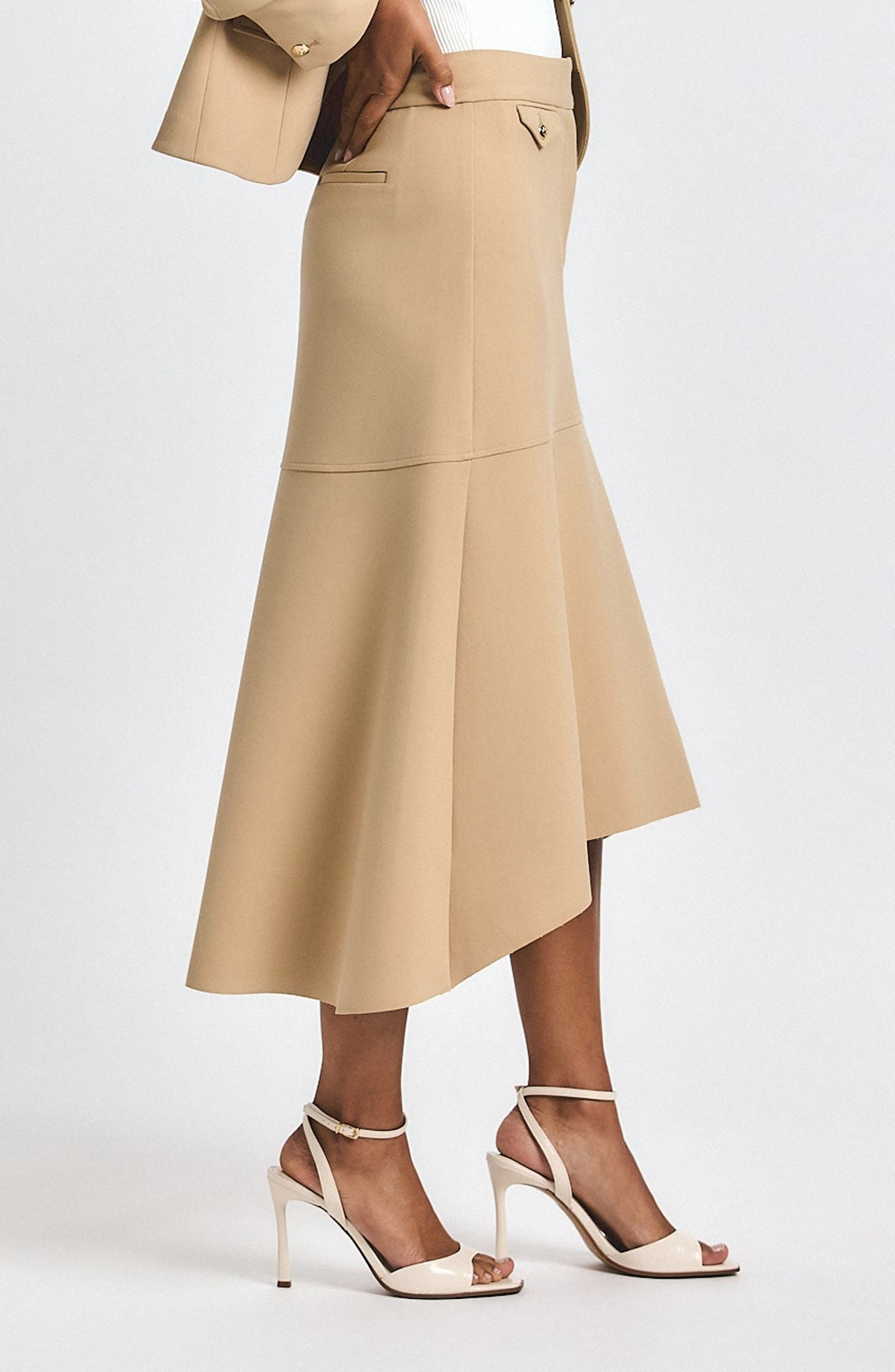 Derek Lam 10 Crosby Nicolette High-Low Midi Skirt in Camel at Nordstrom - 3