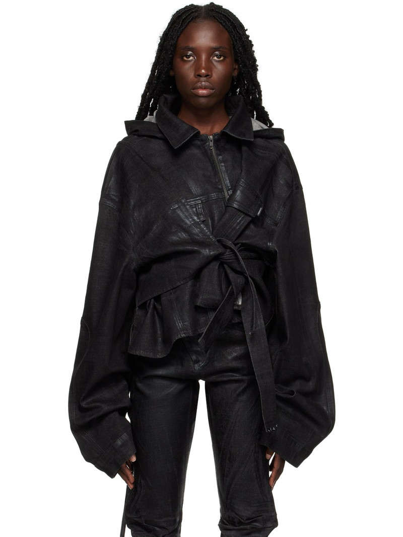 Black Cropped Denim Jacket 1