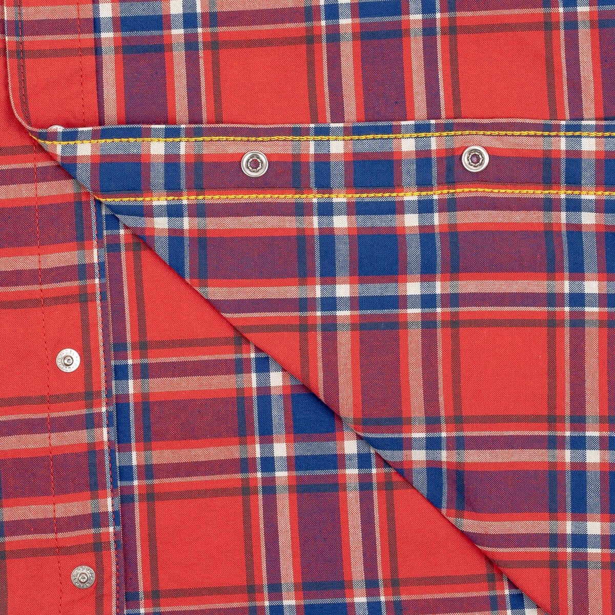 IHSH-355-RED 5oz Selvedge Madras Check Western Shirt - Red - 14