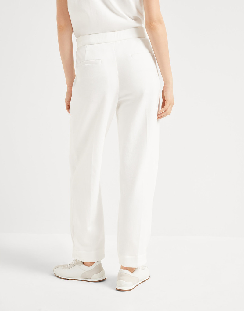 Brunello Cucinelli Techno cotton piqué sartorial baggy trousers outlook