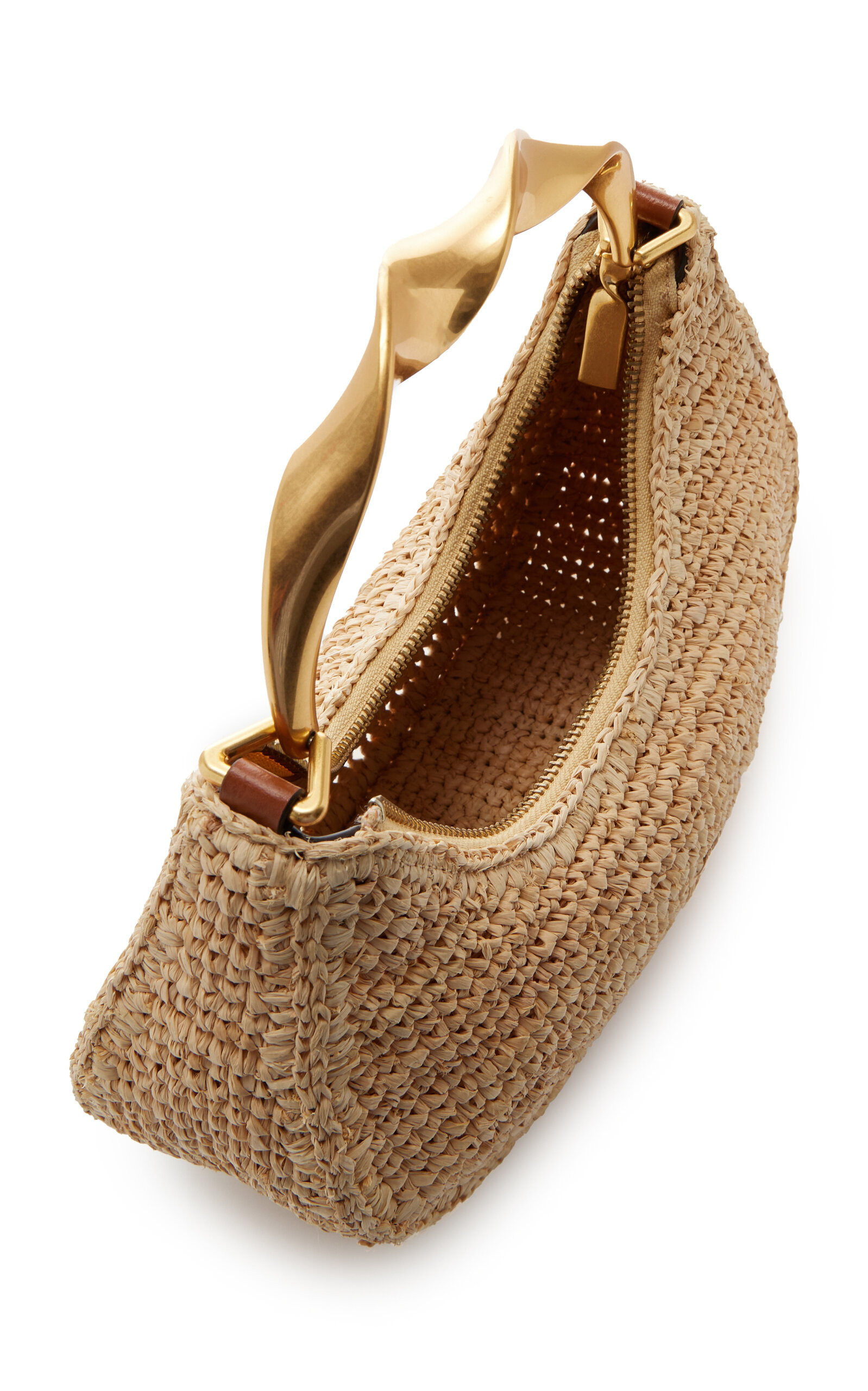 Nixi Twist Handle Raffia Shoulder Bag neutral - 5
