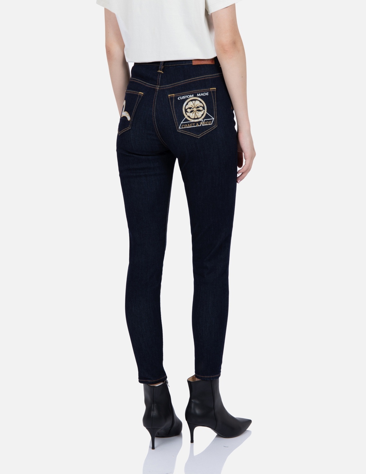 BROCADE SEAGULL AND KAMON APPLIQUÉ SKINNY JEANS - 5