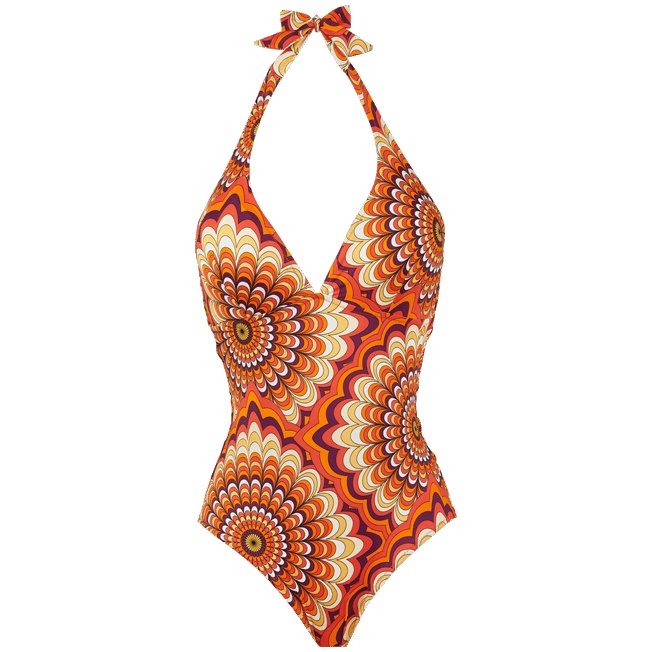 Women Halter One-piece Swimsuit 1975 Rosaces - 1