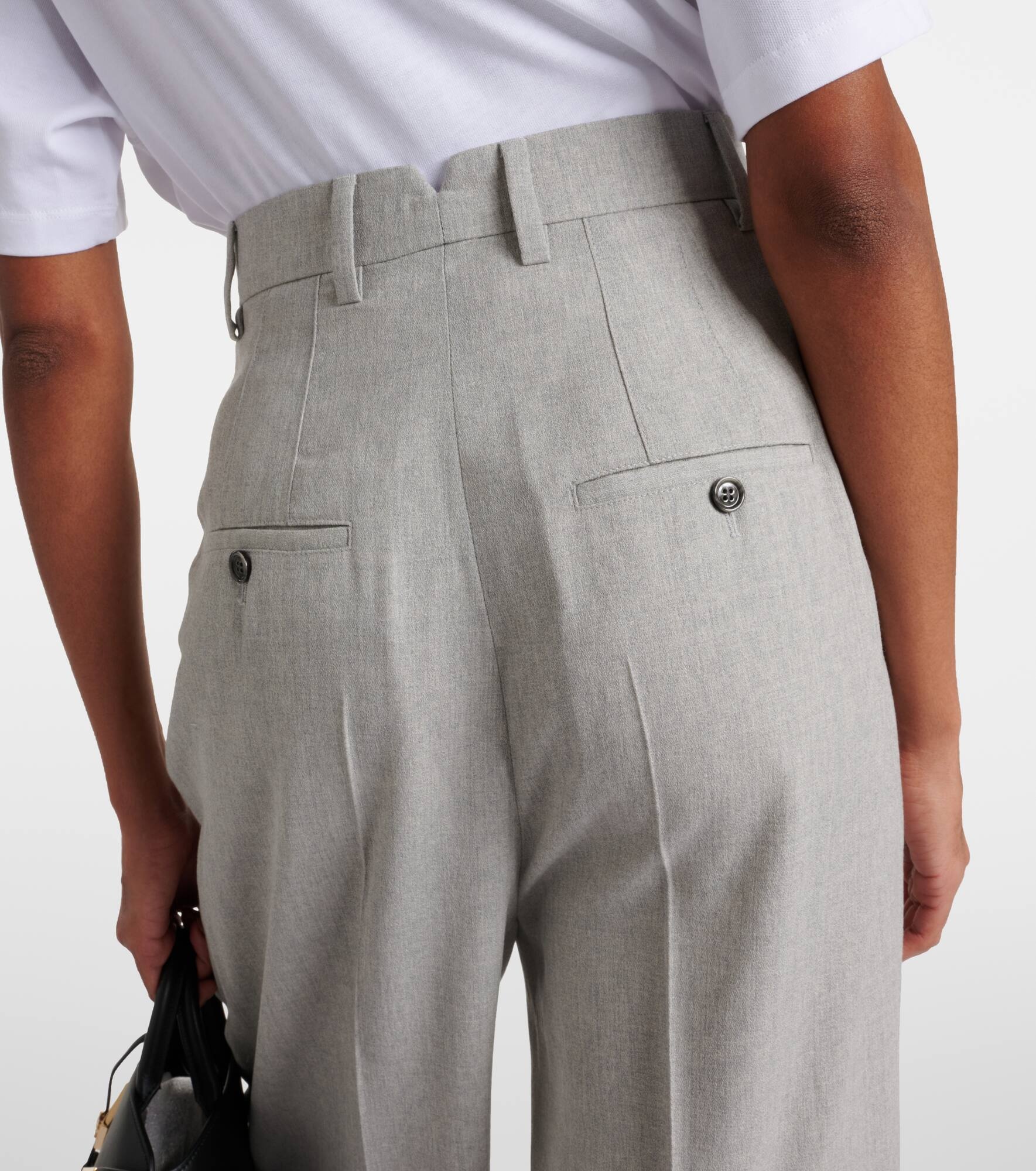 High-rise wool wide-leg pants - 6